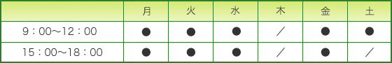 診療時間表